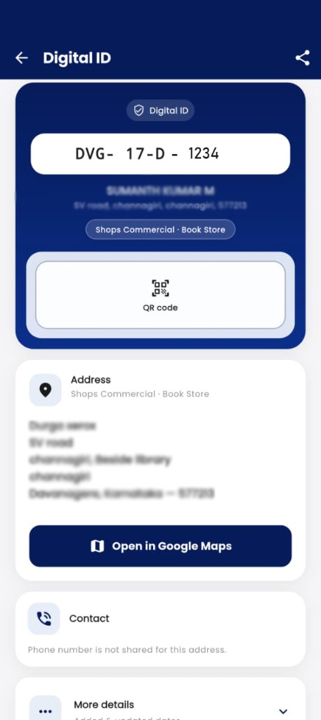 DigiAddress app on phone